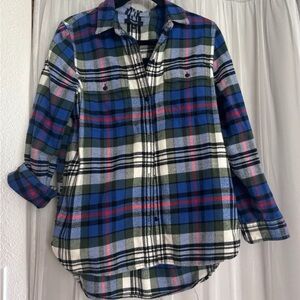 Madewell Blue and Green Plaid Shirt